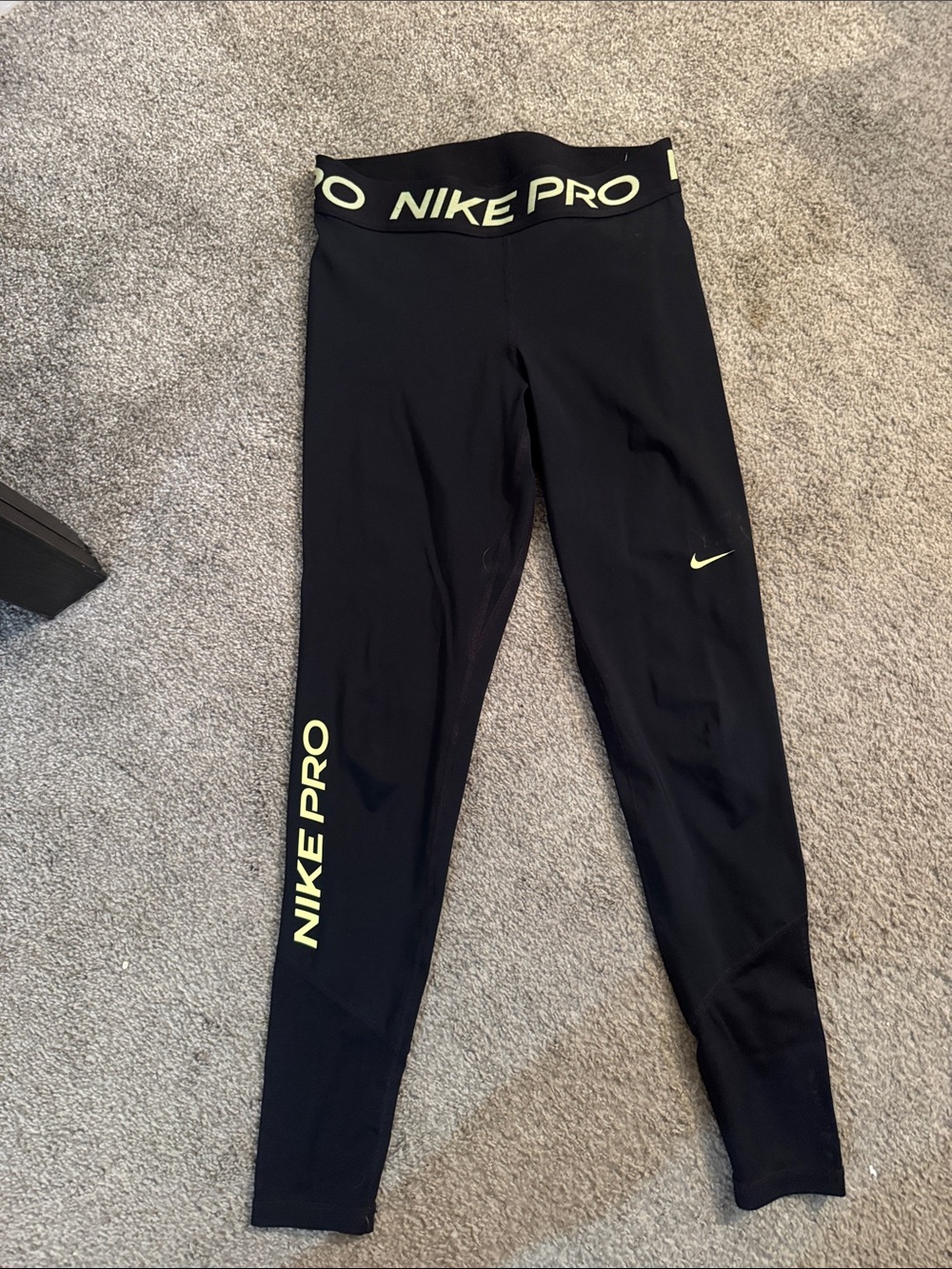 Nike Black' Leggings with Neon Yellow Accents